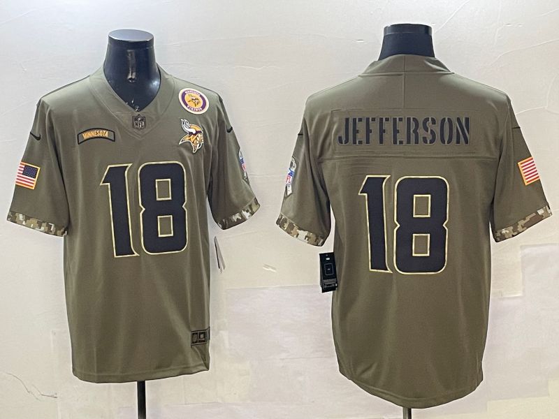 Men Minnesota Vikings #18 Jefferson Green Nike 2025 Salute to Service Limited NFL Jersey style 2->minnesota vikings->NFL Jersey